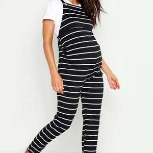 Boohoo maternity jersey stripe overalls